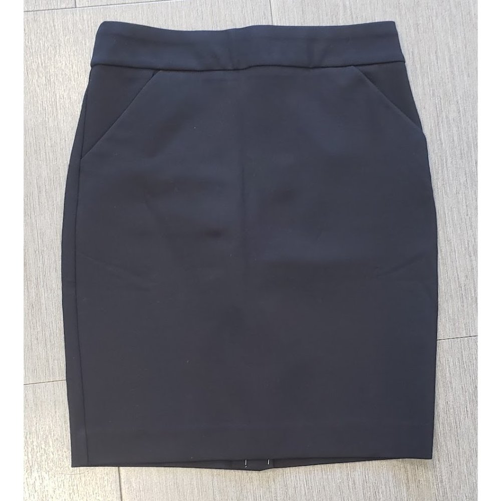 J.Crew NWT Black Ponte Work Pencil Skirt with Pockets, Size 4